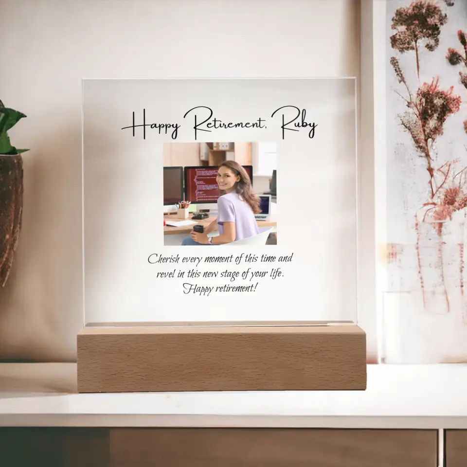 Custom Retirement Acrylic Plaque for Women DesignedbySiti