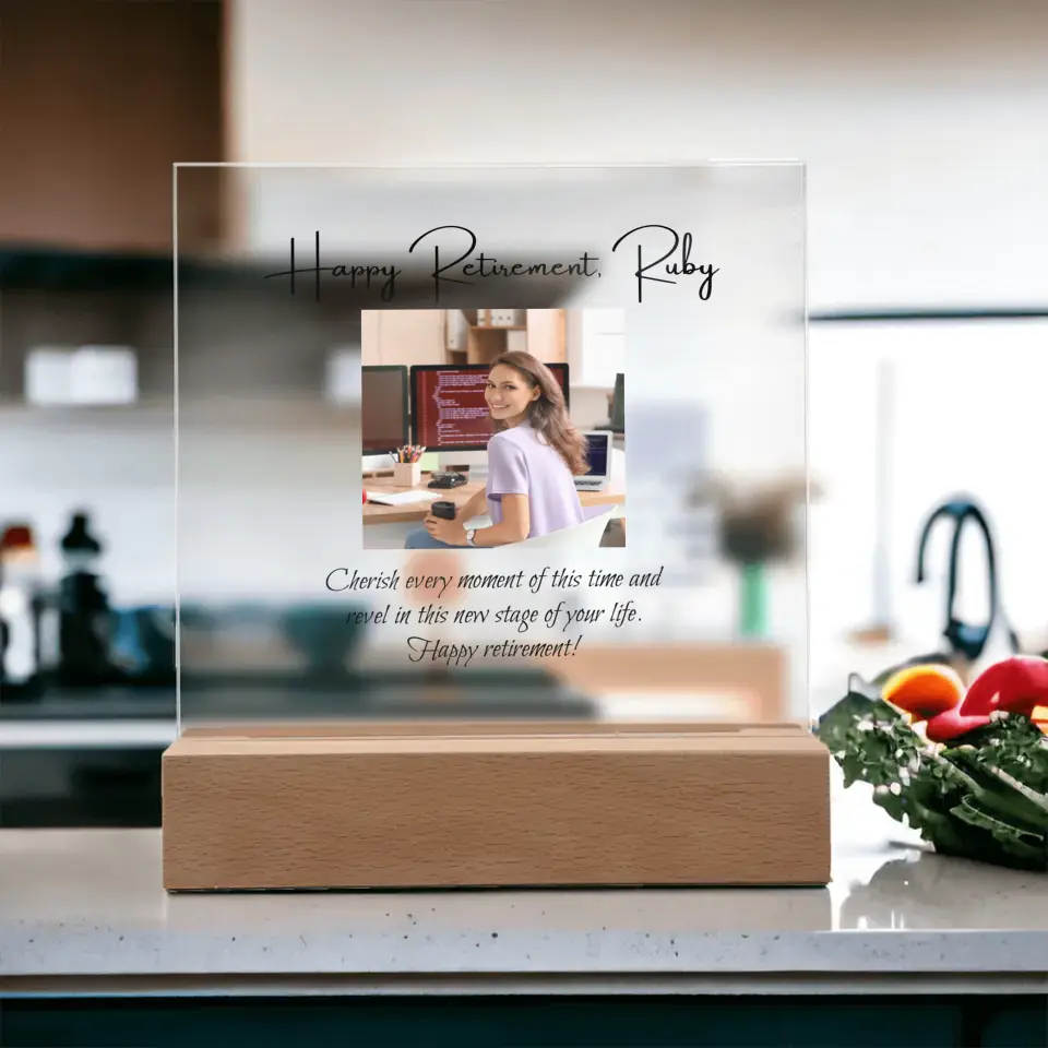 Custom Retirement Acrylic Plaque for Women DesignedbySiti