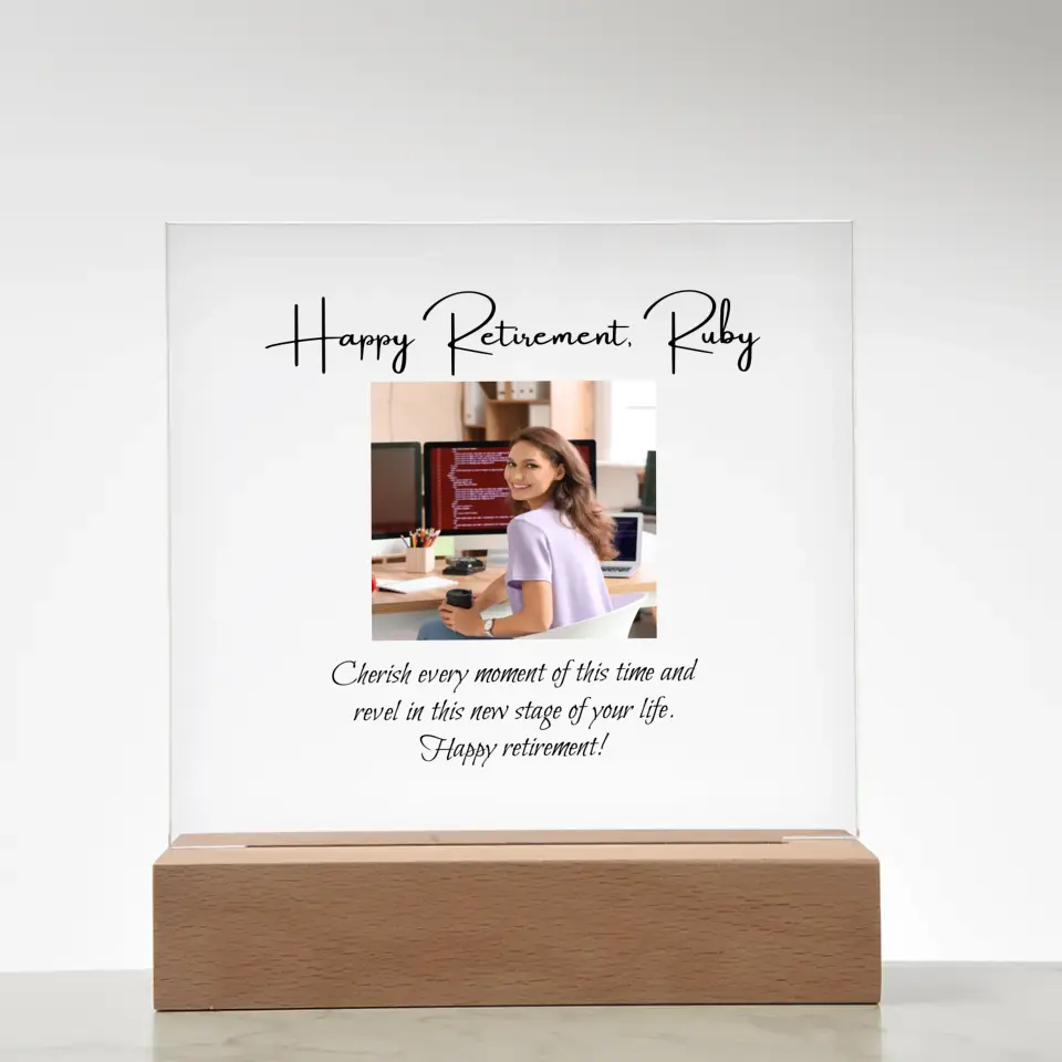 Custom Retirement Acrylic Plaque for Women DesignedbySiti