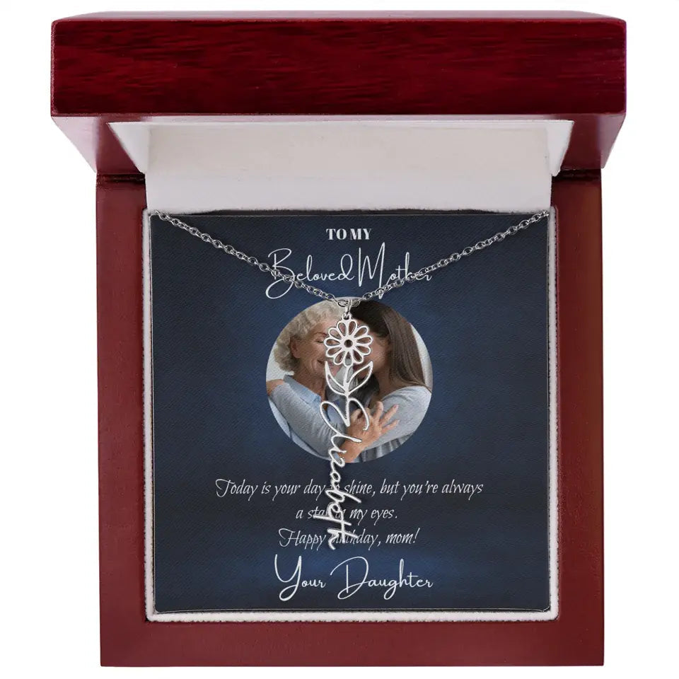Mom Daughter Birth Flower Necklace DesignedbySiti