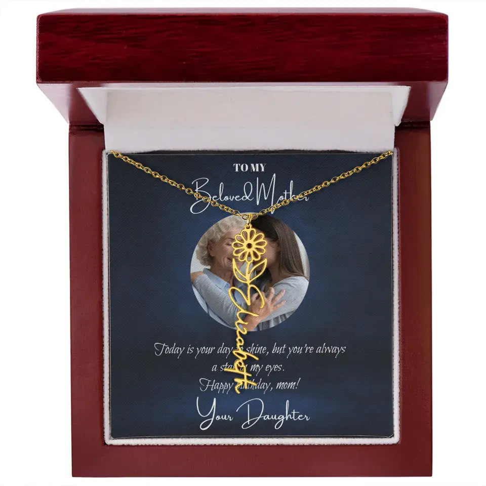 Mom Daughter Birth Flower Necklace DesignedbySiti