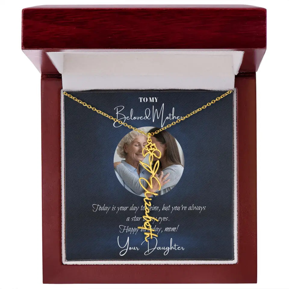 Mom Daughter Birth Flower Necklace DesignedbySiti