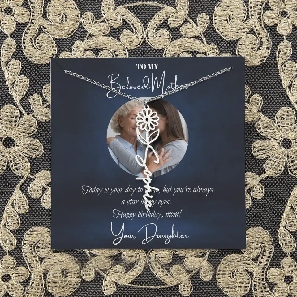 Mom Daughter Birth Flower Necklace DesignedbySiti