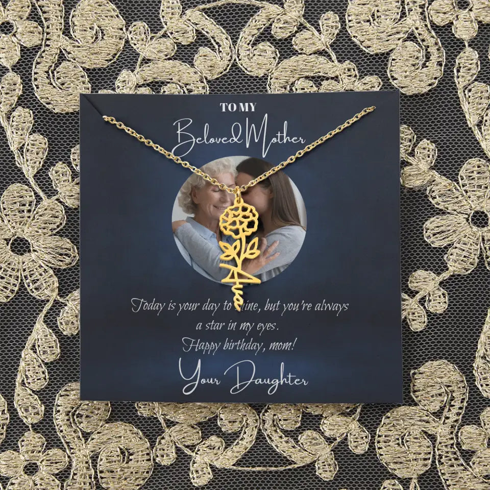 Mom Daughter Birth Flower Necklace DesignedbySiti