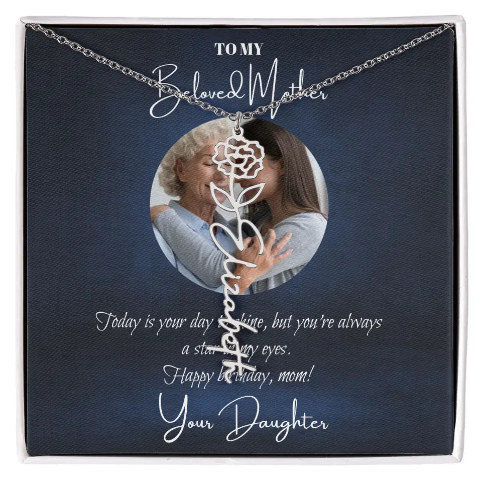 Mom Daughter Birth Flower Necklace DesignedbySiti