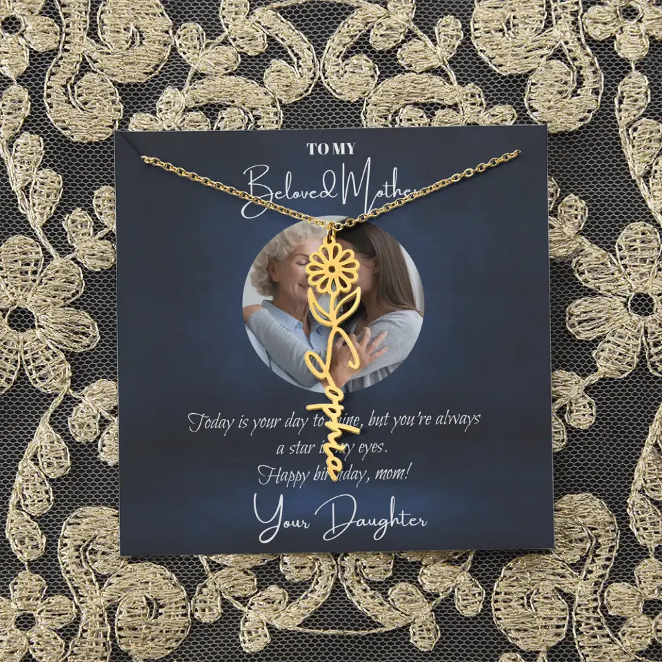 Mom Daughter Birth Flower Necklace DesignedbySiti