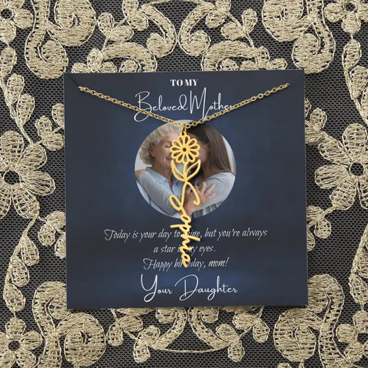Mom Daughter Birth Flower Necklace DesignedbySiti
