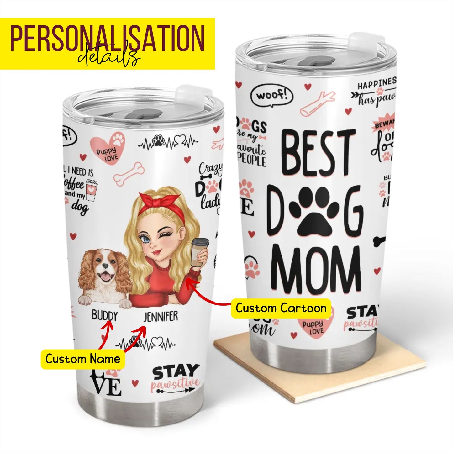 Personalisation Details 20oz Dog Mom Tumbler