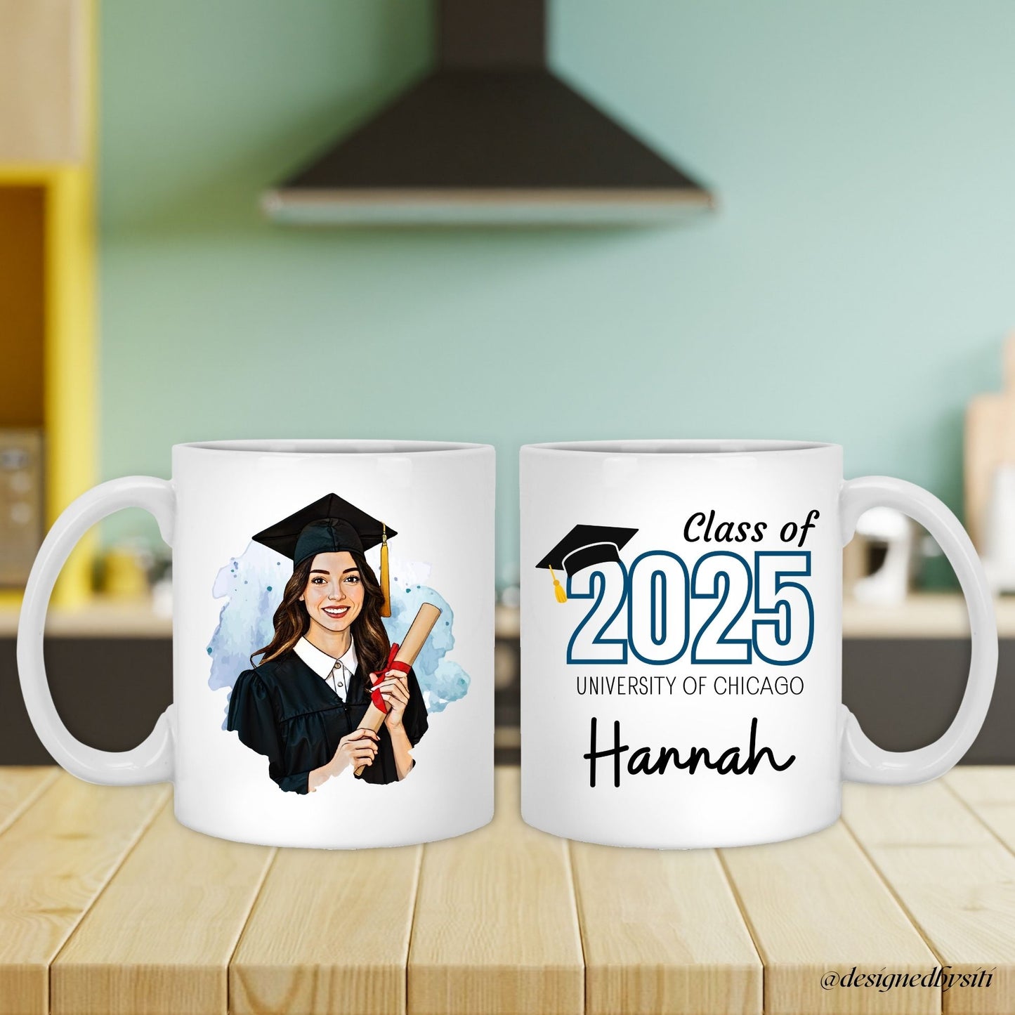 Personalized Cartoon Class of Graduation Mug with Name