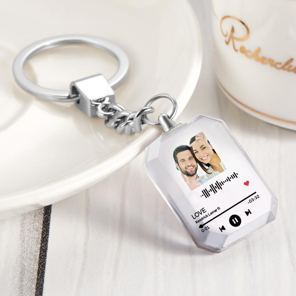 Personalised Crystal Picture Frame Scannable Code Keychain