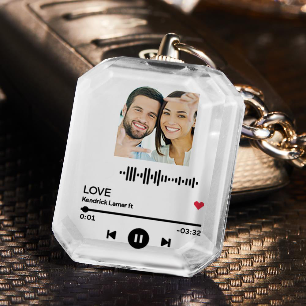 Personalised Crystal Picture Frame Scannable Code Keychain