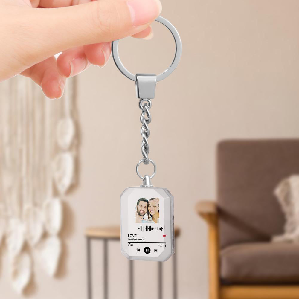Personalised Crystal Picture Frame Scannable Code Keychain