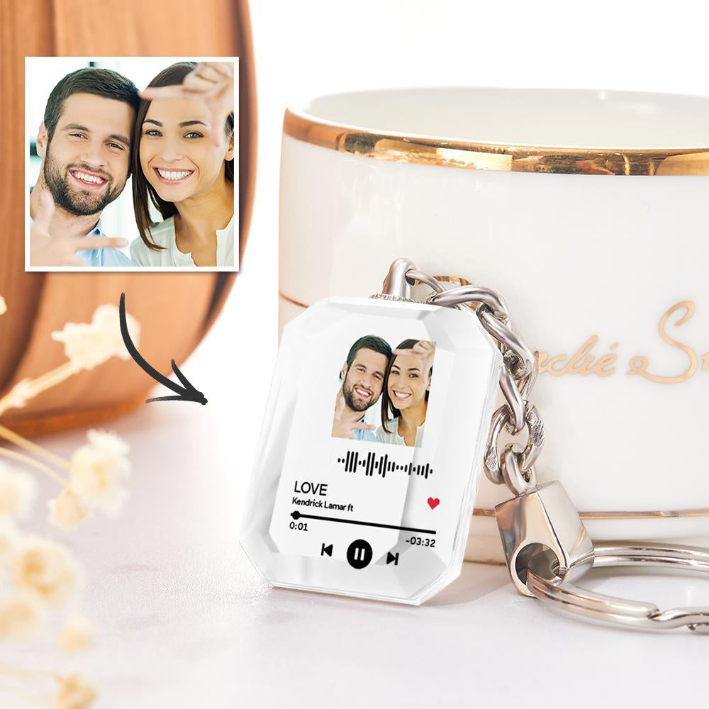 Personalised Crystal Picture Frame Scannable Code Keychain