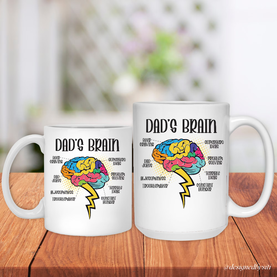 Smart and Funny Dad’s Brain Mug DesignedbySiti