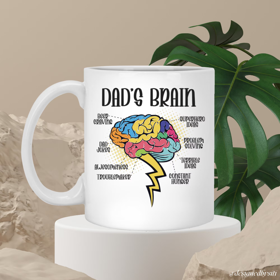 Smart and Funny Dad’s Brain Mug DesignedbySiti