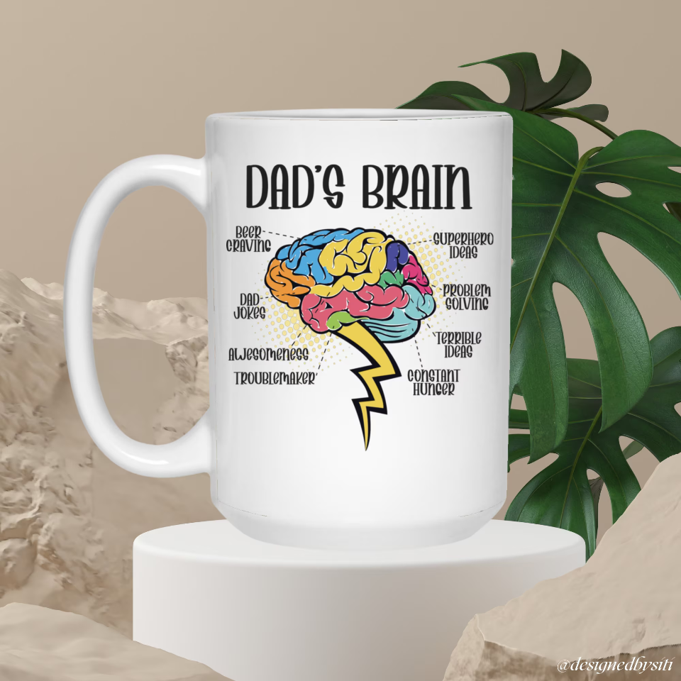 Smart and Funny Dad’s Brain Mug DesignedbySiti
