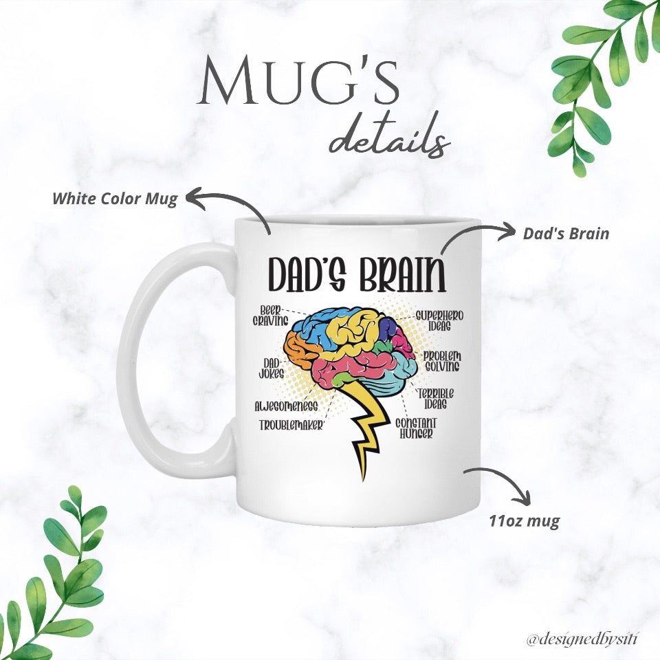 Smart and Funny Dad’s Brain Mug DesignedbySiti