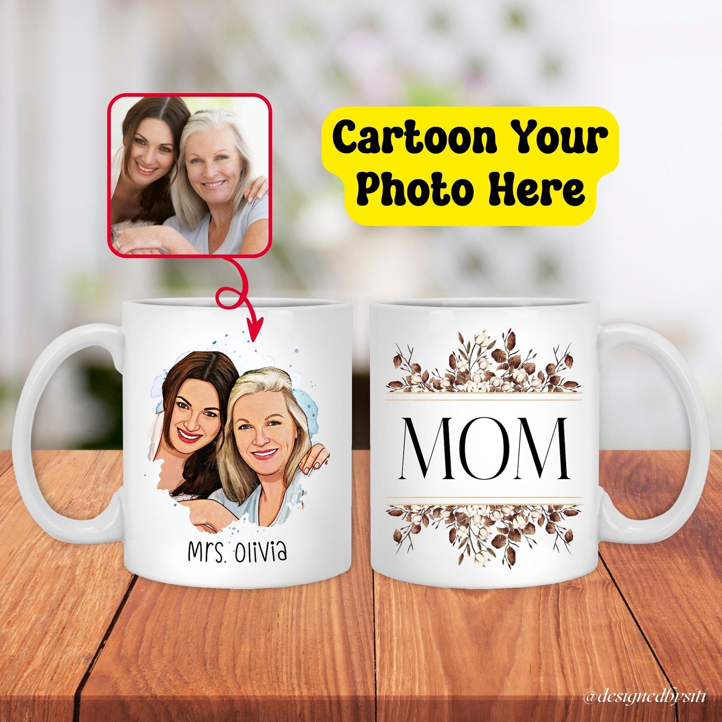 Custom Cartoon Photo Mom Mug