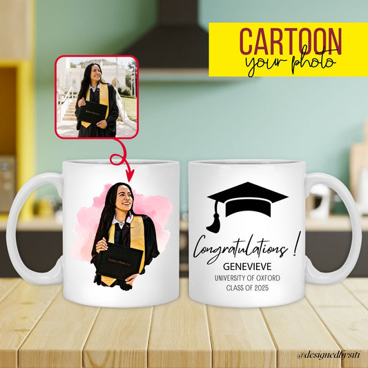Custom Cartoon Photo Congratulation on Graduation Mug