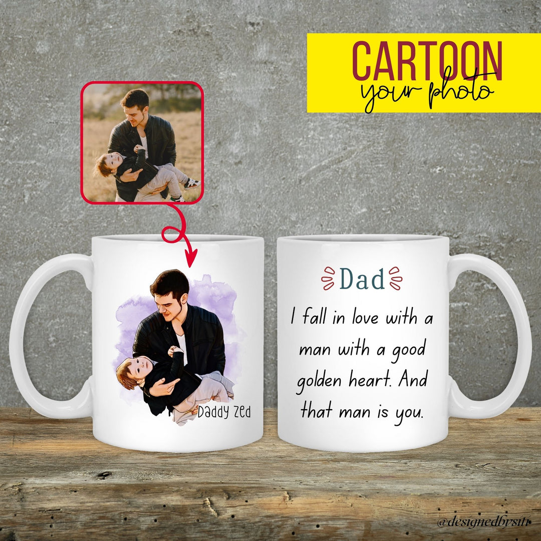 Custom Cartoon Photo with Custom Wishes for Dad Mug
