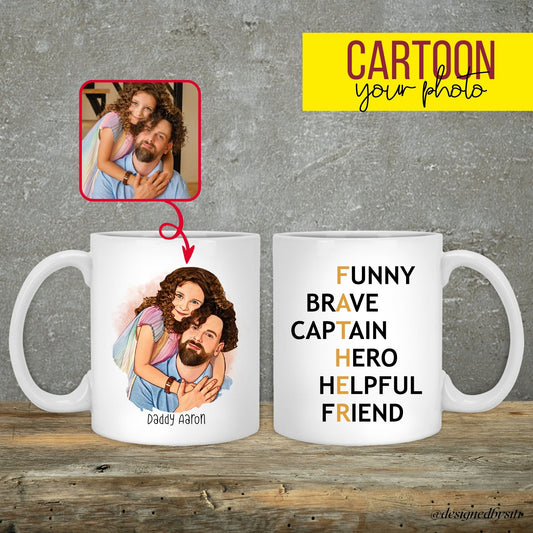 Custom Cartoon Photo Funny Father Mug