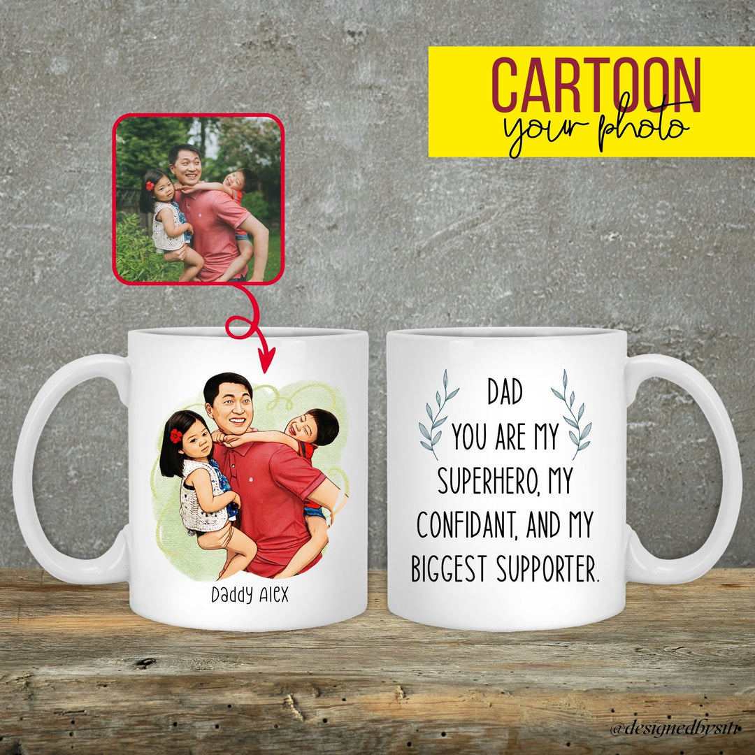 Custom Cartoon Dad You Are My Superhero Mug