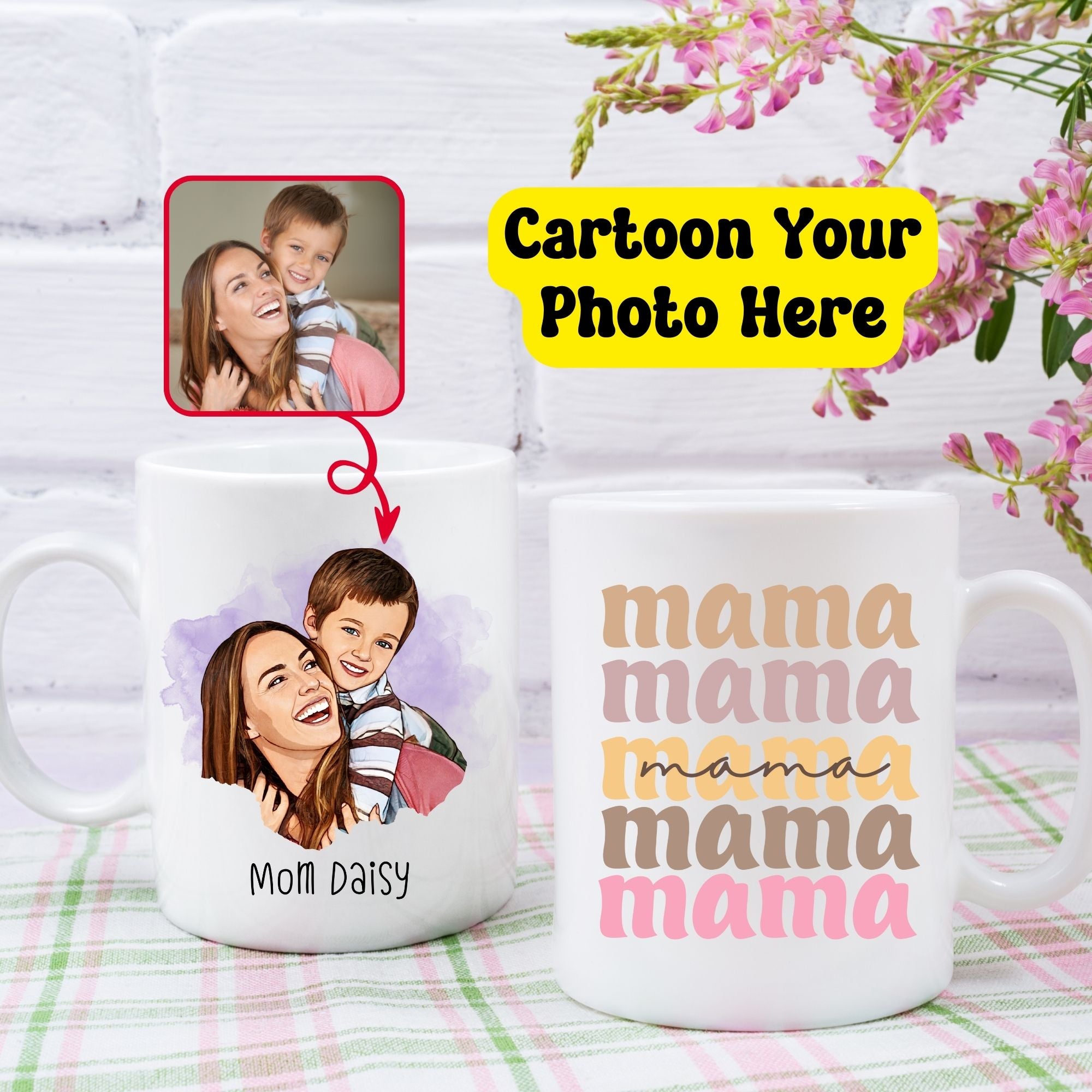 Custom Cartoon Photo Gift Mama Mug