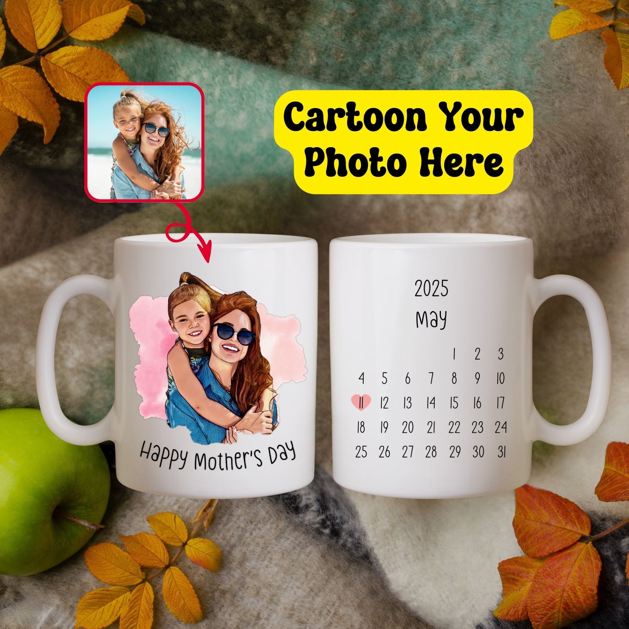 Custom Cartoon Photo Calendar Mother's Day Mug