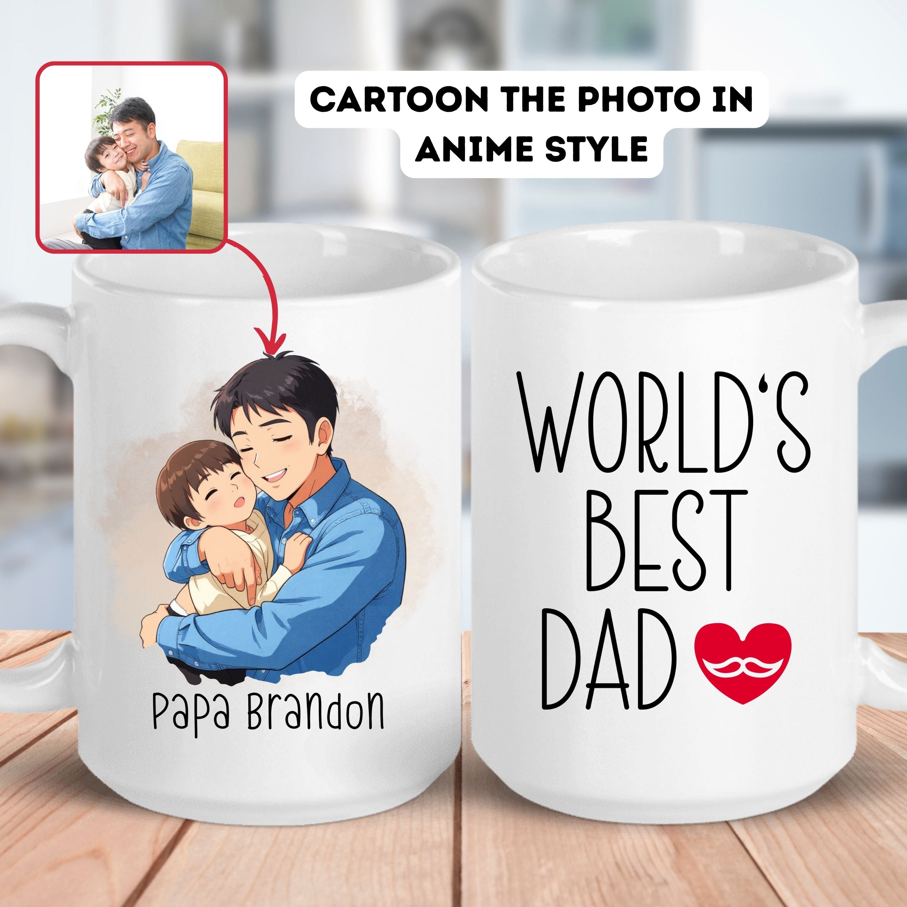 Custom 11oz and 15oz Cartoon World's Best Dad Mug