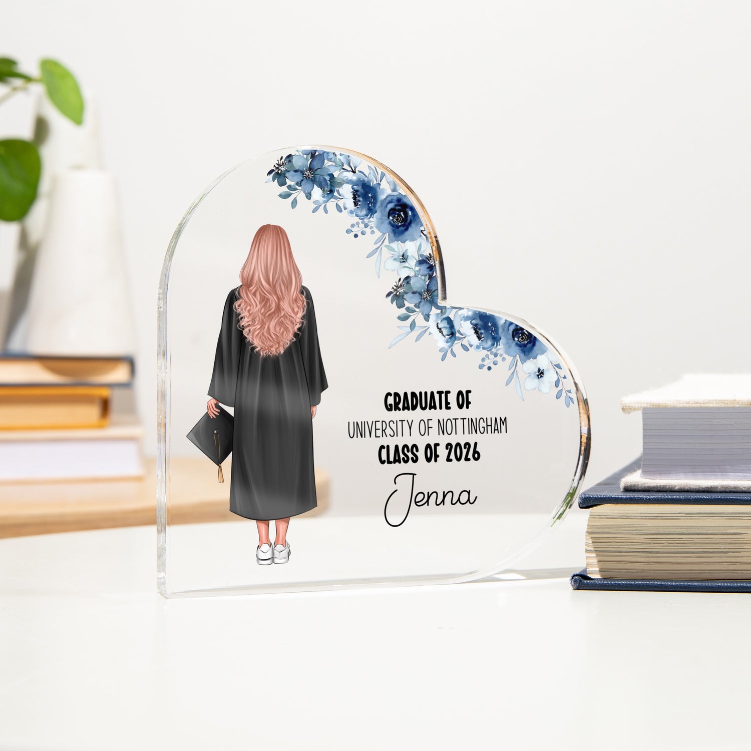 Personalisation Girl Class of Graduation Heart Acrylic Plaque