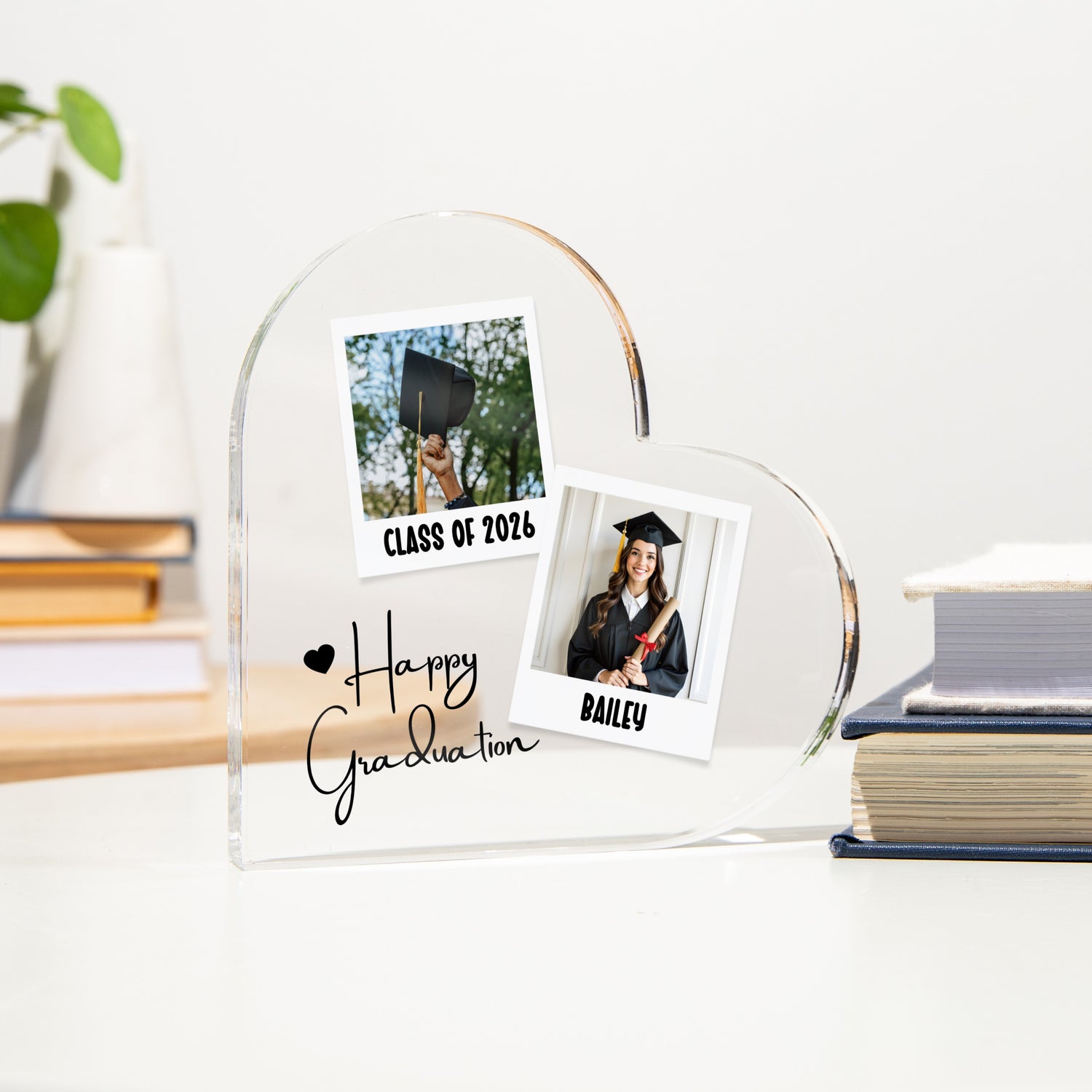 Custom Heart Acrylic Plaque - Graduation Gift - Class of 2026 Photo Keepsake