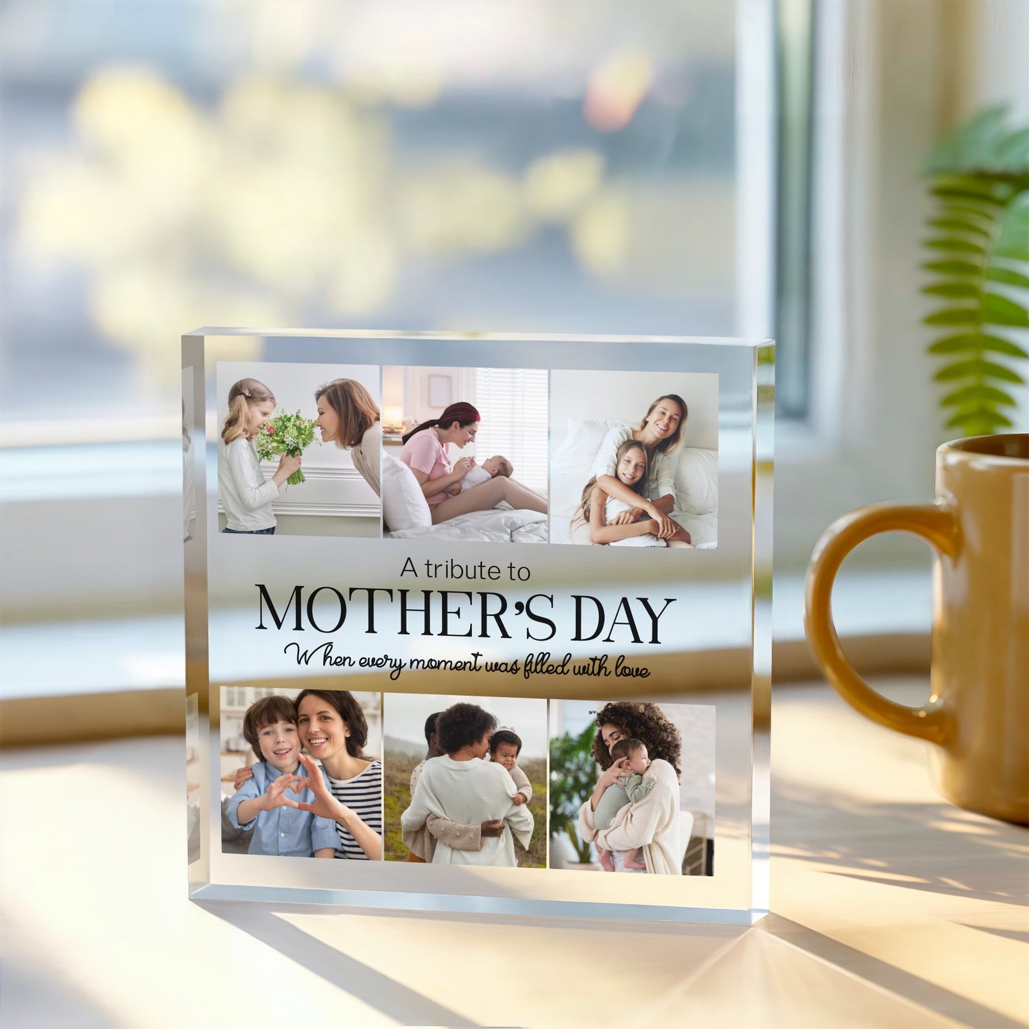 Custom Mother’s Day Multi-Photo Acrylic Plaque – 6 Photo Tribute Gift