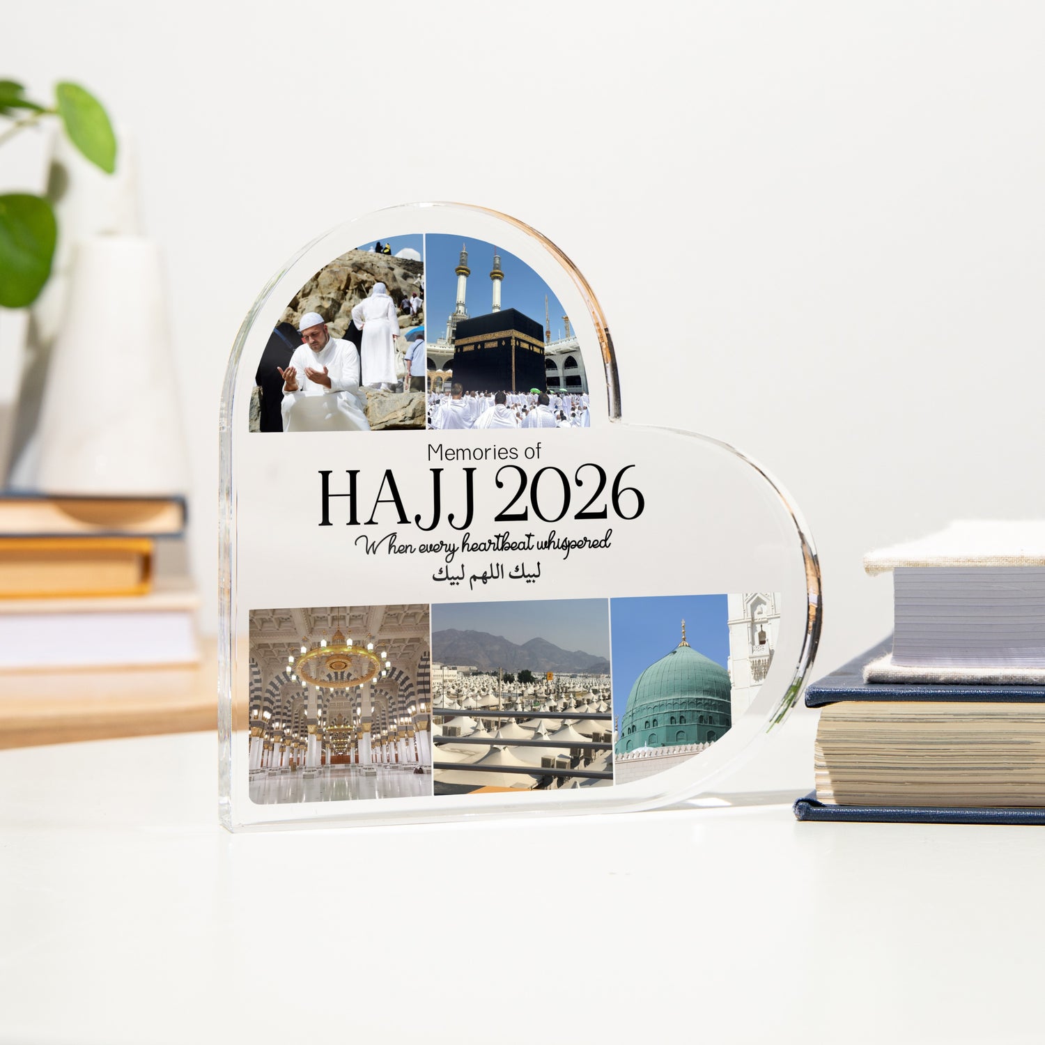 Custom Heart Acrylic Plaque - Hajj Mubarak Gift for Family - Memories of Hajj 2026