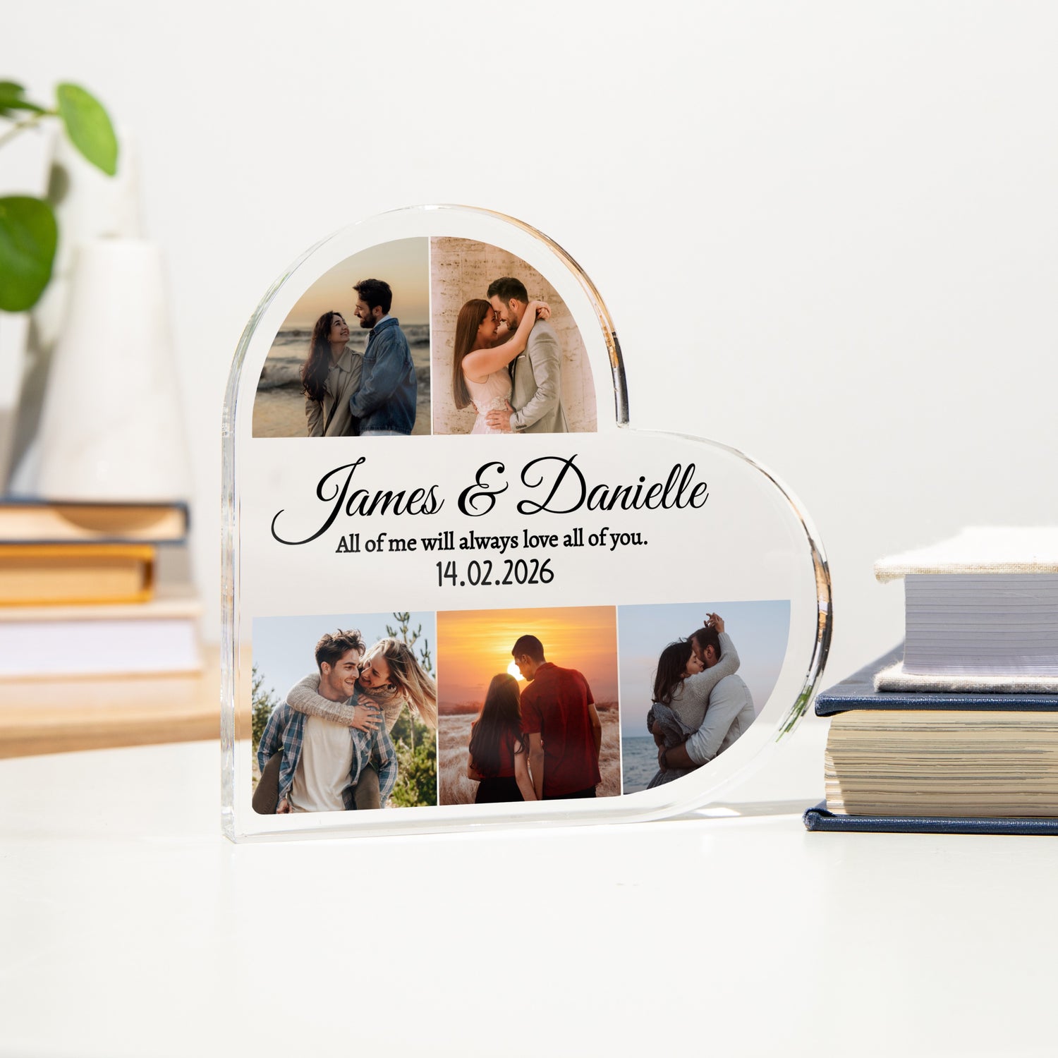 Personalised Heart Acrylic Plaque - Couple Gift - All of Me Loves All of You