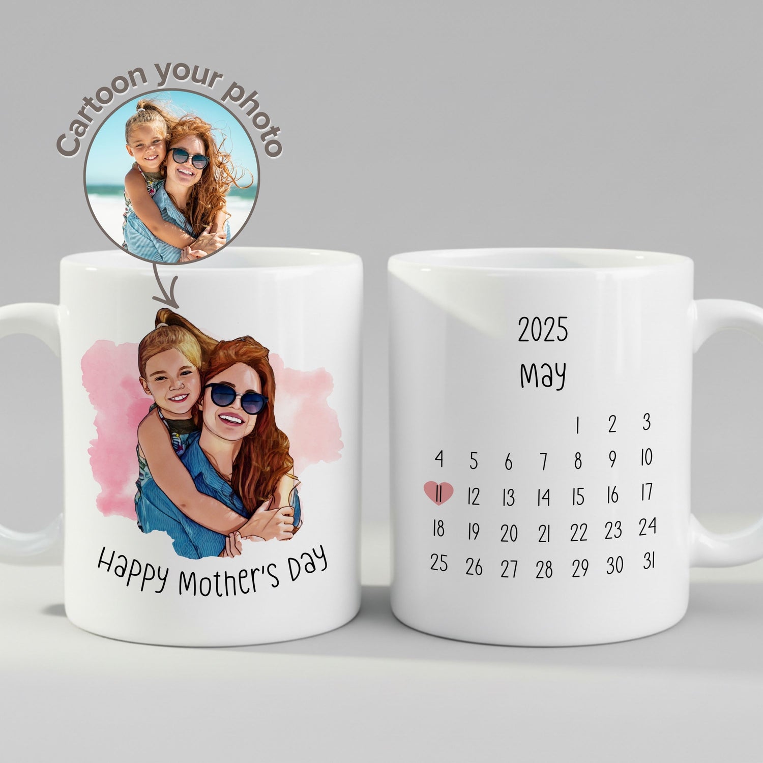 Custom Cartoon Photo Calendar Mother's Day Mug