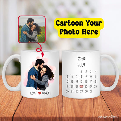 Custom Cartoon Couple Photo with Anniversary Date