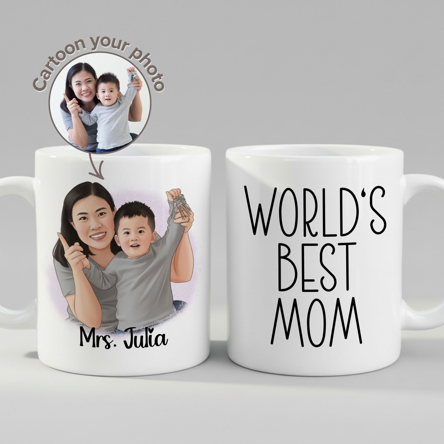 Custom 11oz and 15oz Cartoon Photo Worlds Best Mom Mug