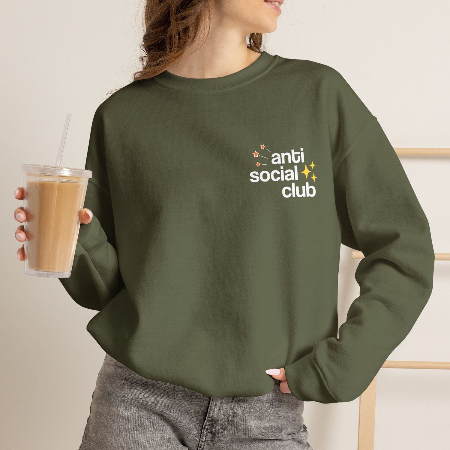 Anti Social Club Crewneck Sweatshirt – Sarcastic Star Graphic Unisex Gift