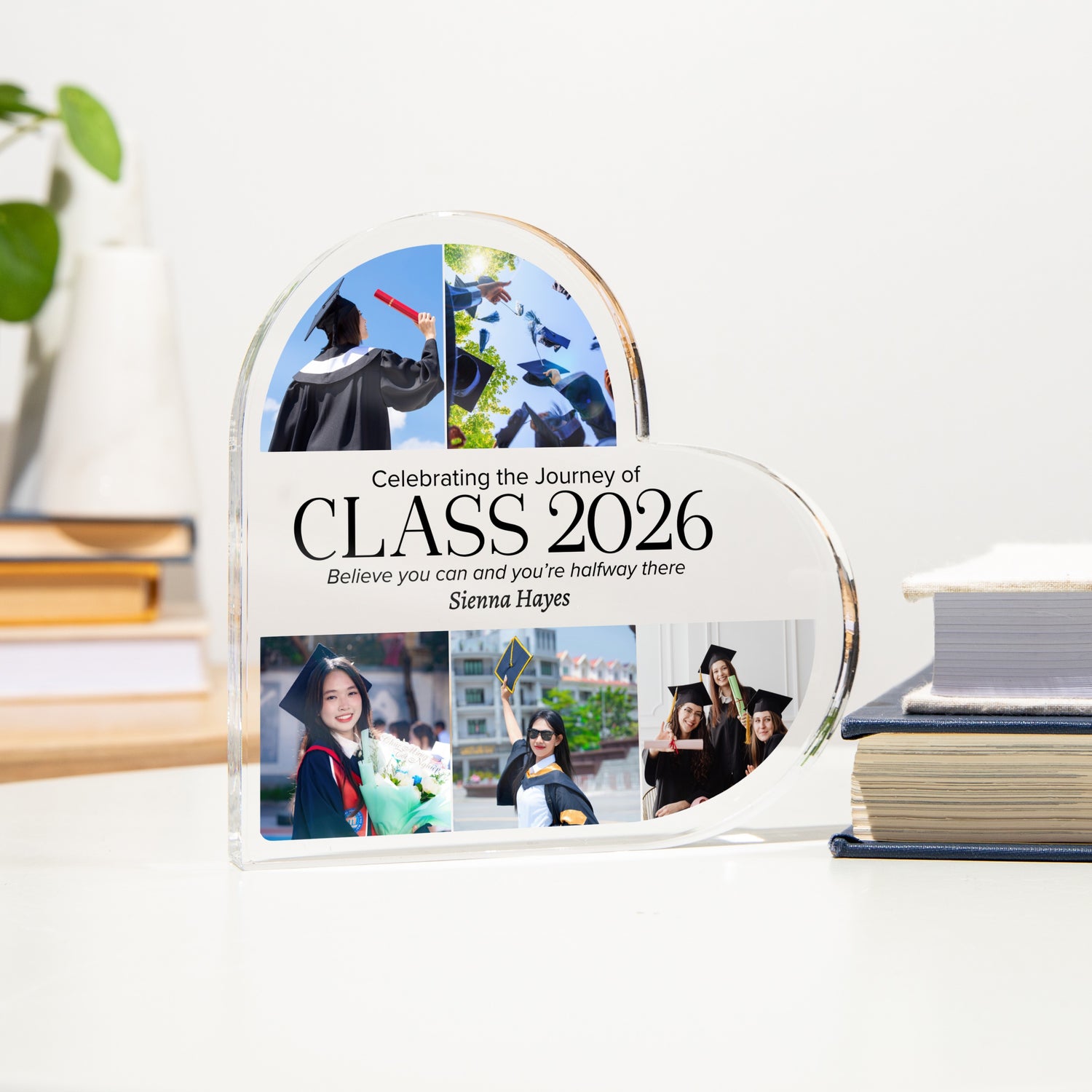Personalised Heart Acrylic Plaque - Grad Gift for Friend, Believe You Can 2026