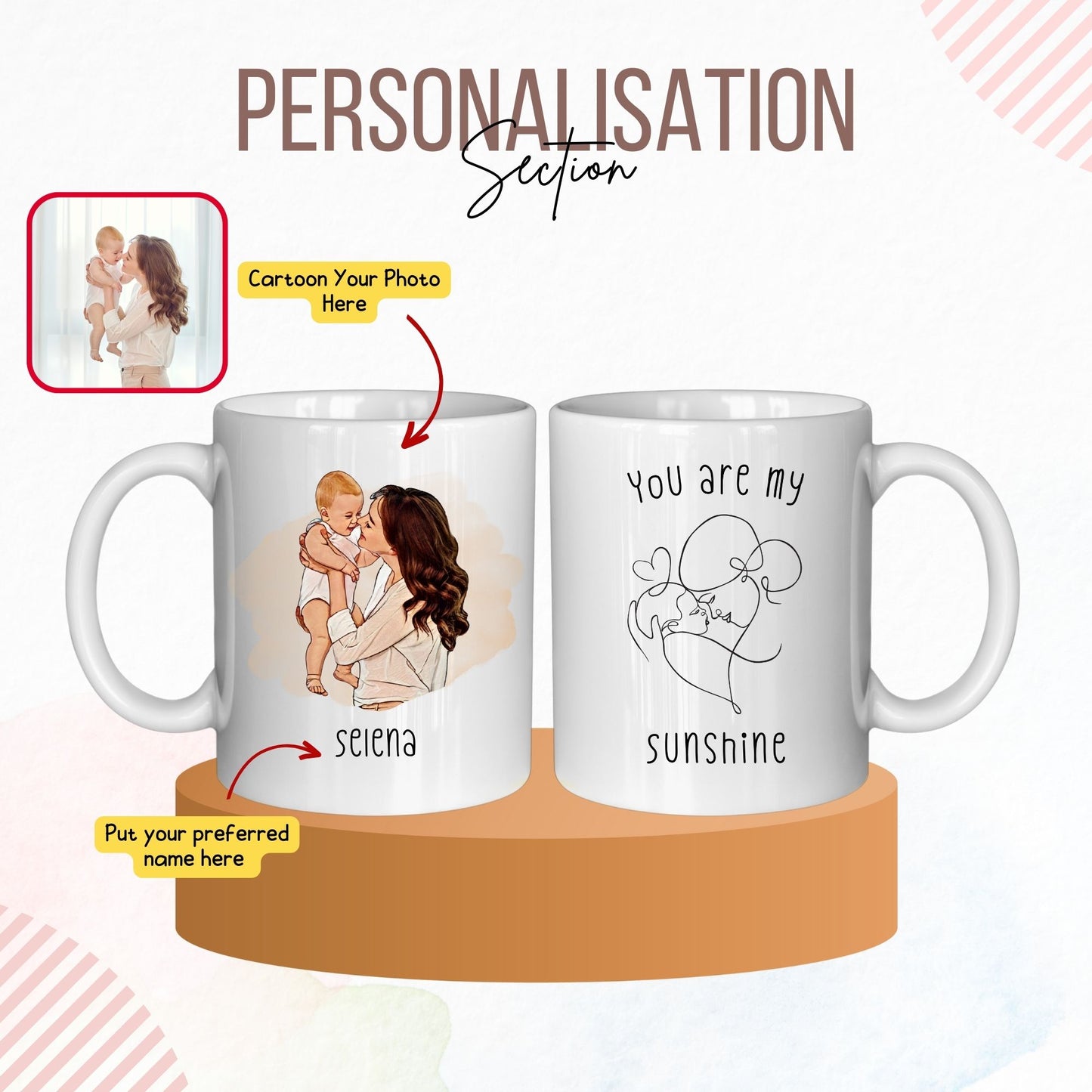 Custom Cartoon Photo Mom You Are My Sunshine Mug