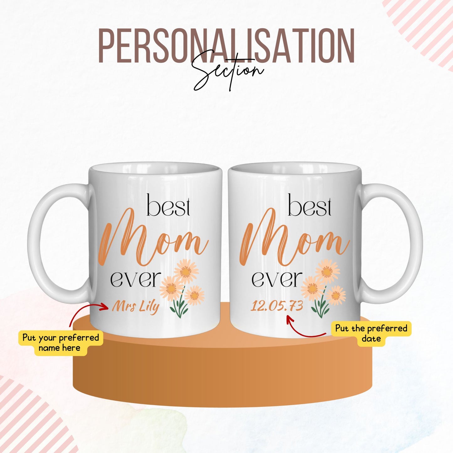 Personalised Name and Date Best Mom Ever Mug