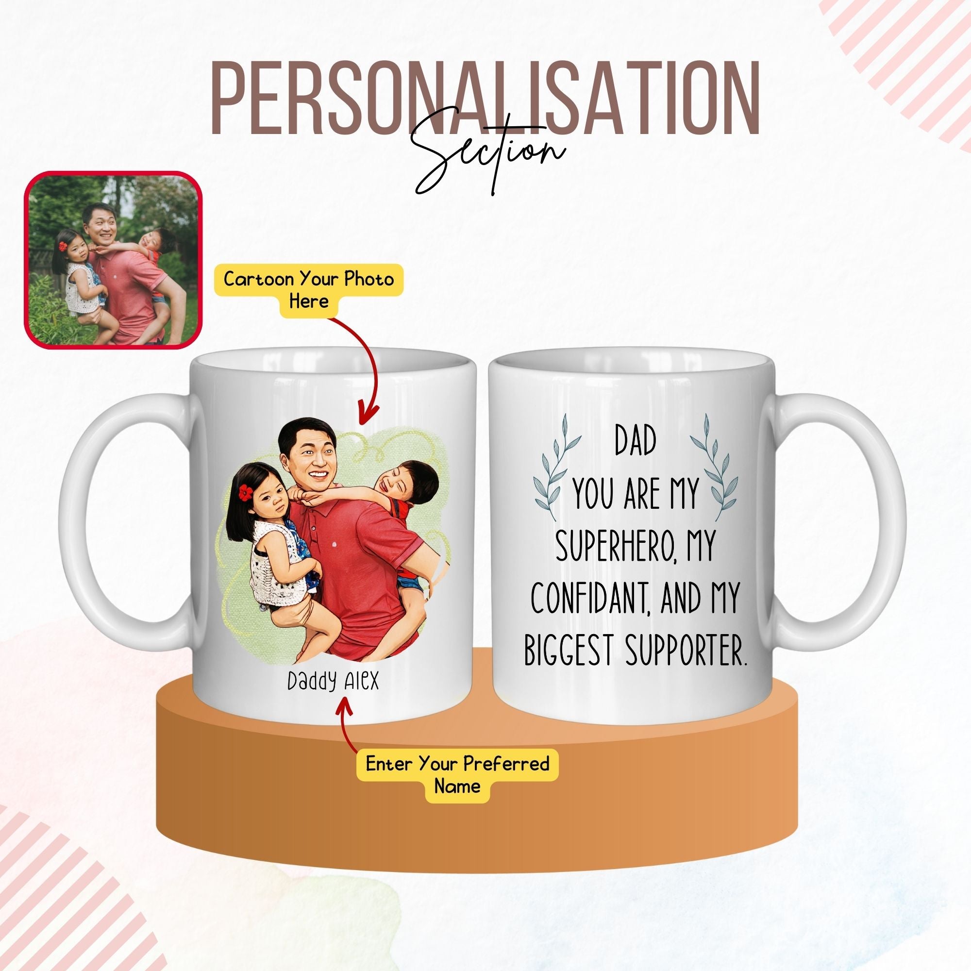 Custom Cartoon Dad You Are My Superhero Mug