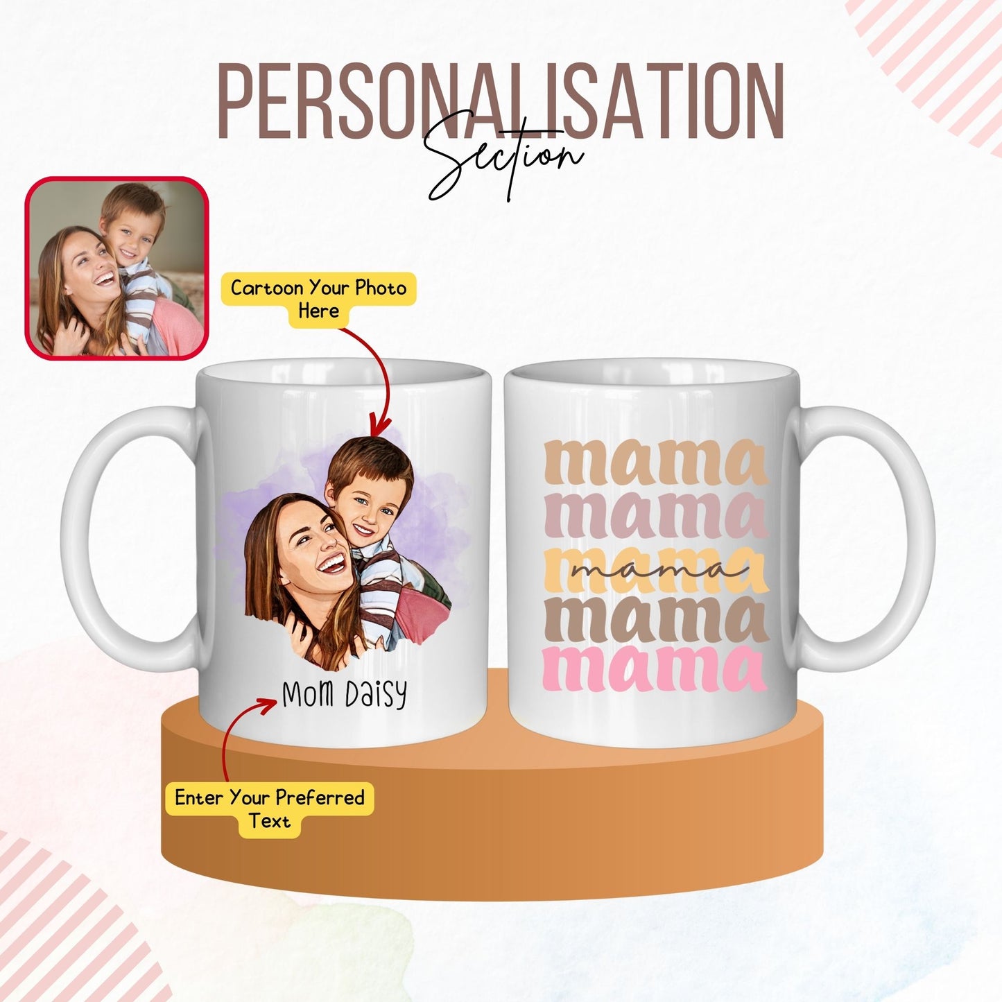 Custom Cartoon Photo Gift Mama Mug