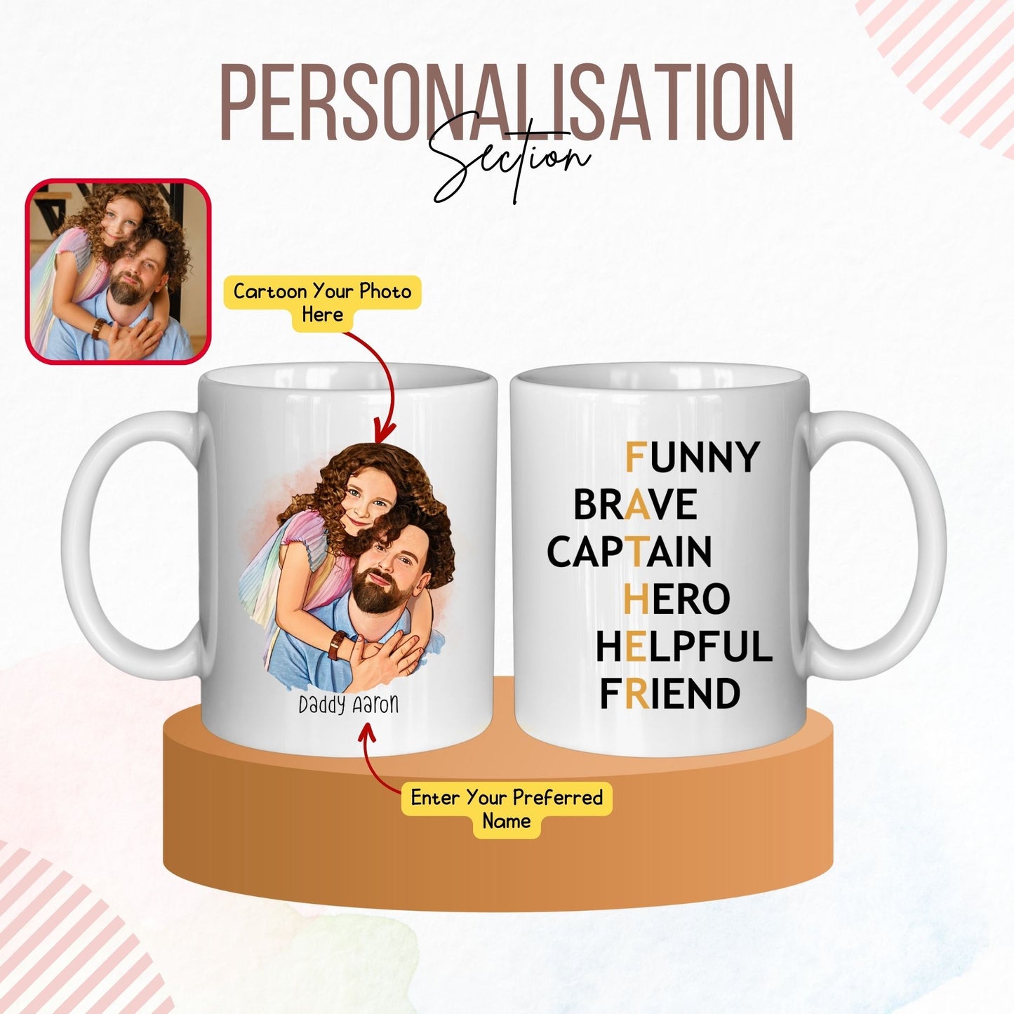 Custom Cartoon Photo Funny Father Mug