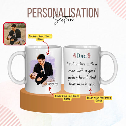 Custom Cartoon Photo with Custom Wishes for Dad Mug