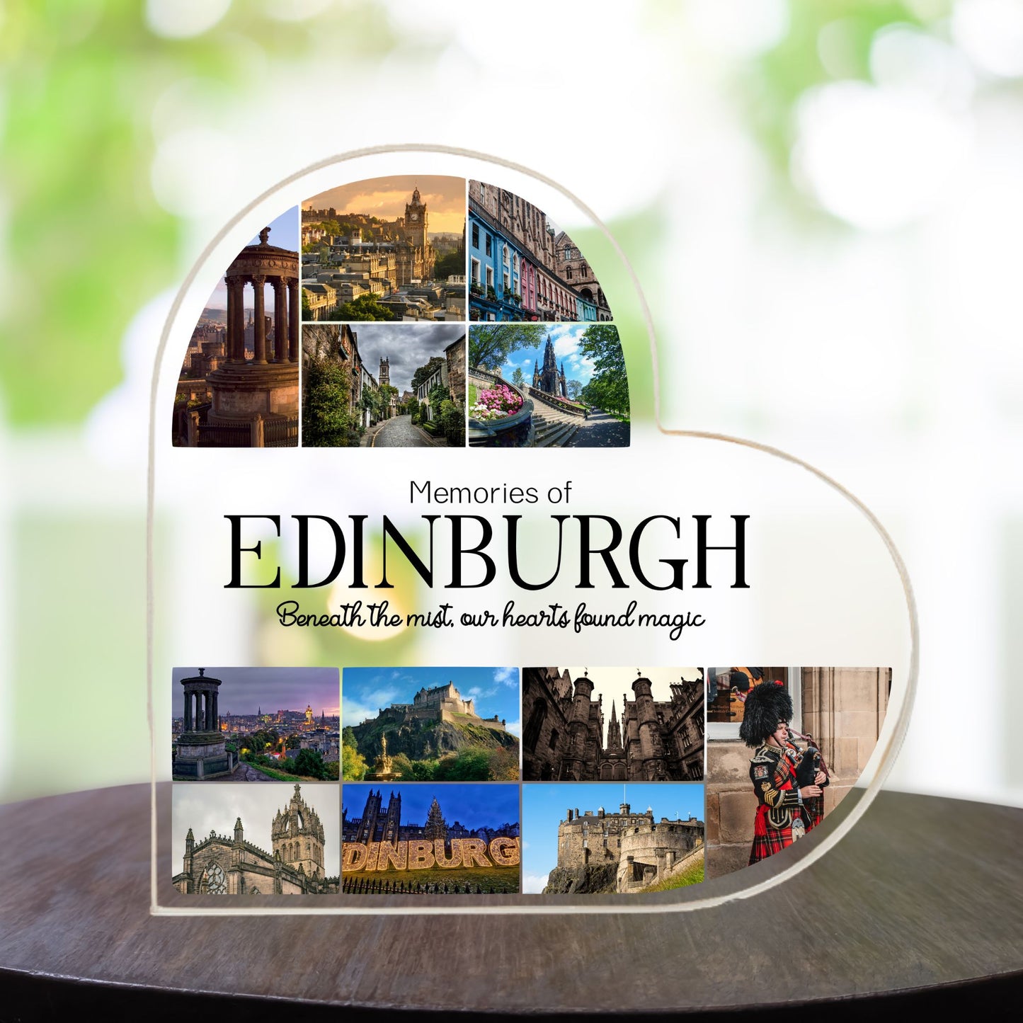 Custom Memories of Edinburgh Travel Heart Acrylic Plaque