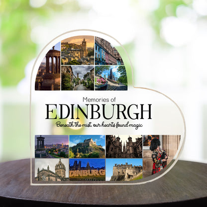 Custom Memories of Edinburgh Travel Heart Acrylic Plaque