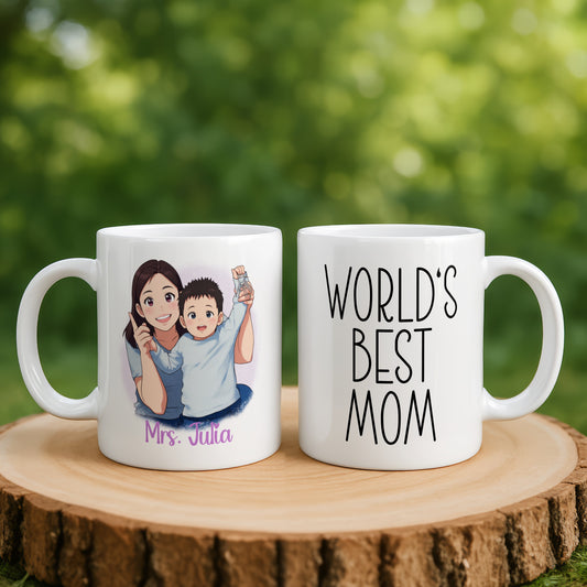 Custom 11oz and 15oz Cartoon Photo Worlds Best Mom Mug