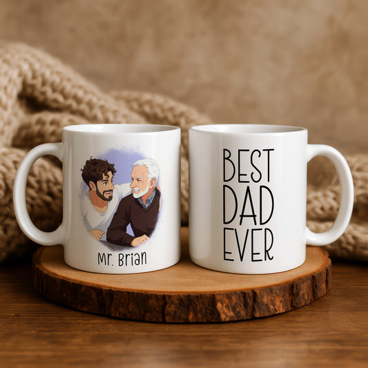 Custom 11oz and 15oz Cartoon Photo Best Dad Ever Mug