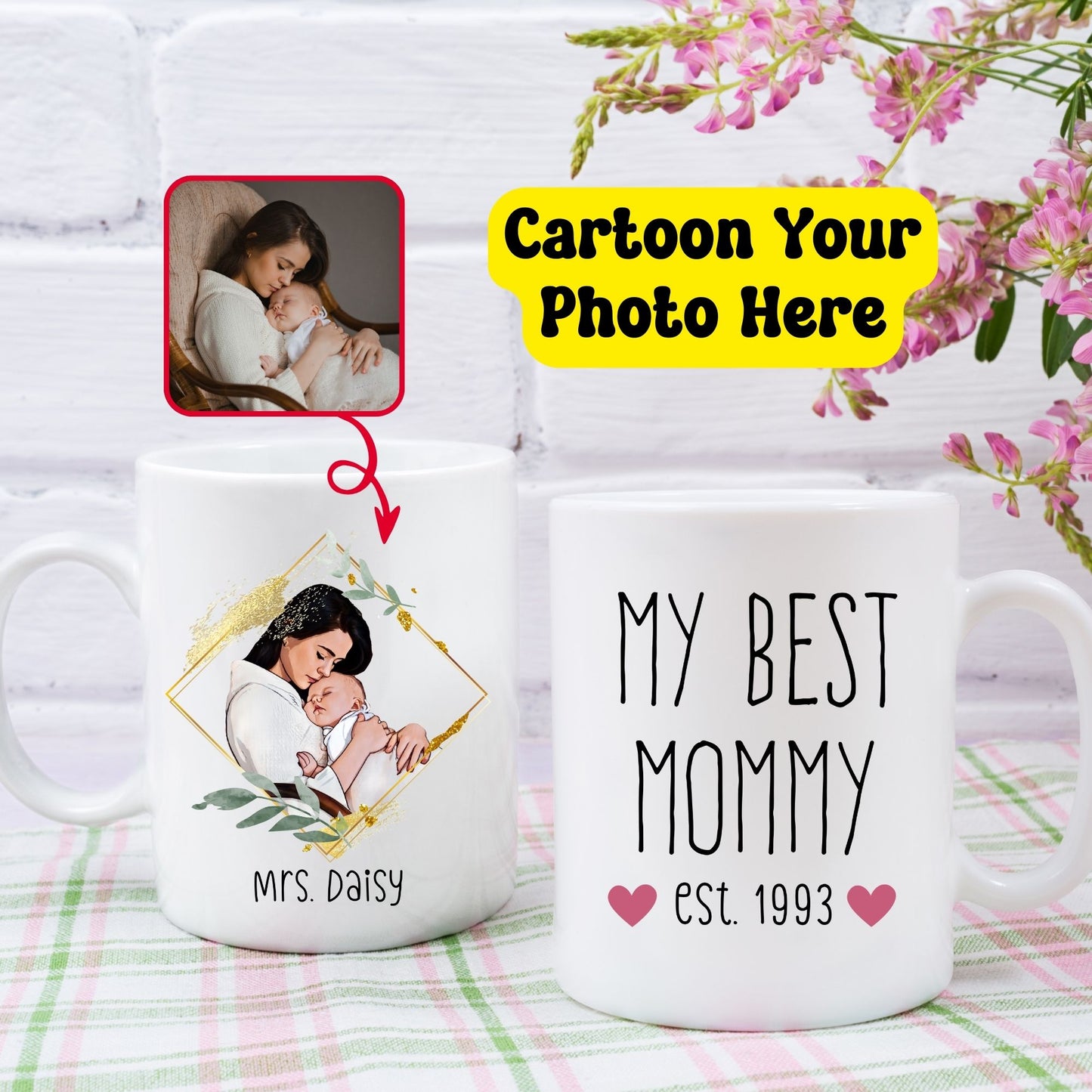 Custom Cartoon Photo My Best Mommy Mug